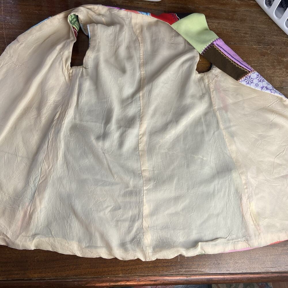 Vintage 60s 70s Polyester Patchwork Crazy Quilt Vest XS/S Handmade Embroidered - Picture 8 of 13